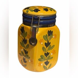 California Pantry Yellow and Blue Floral Ceramic Canister